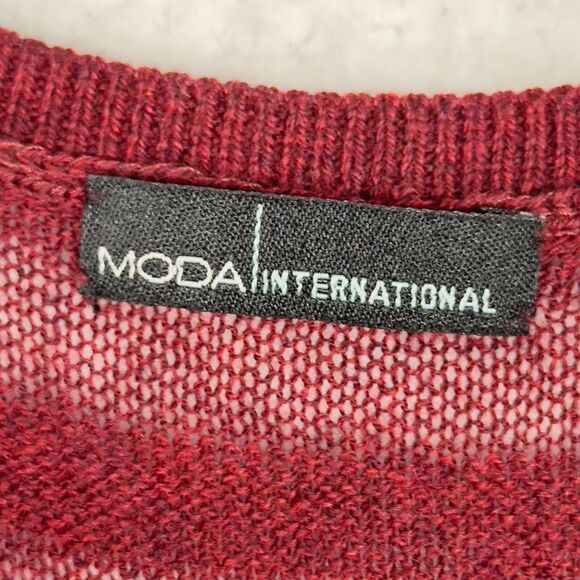 Moda International Sweater Top Y2K Sleeveless Sz L Maroon Cashmere Blend Retro - Picture 5 of 9